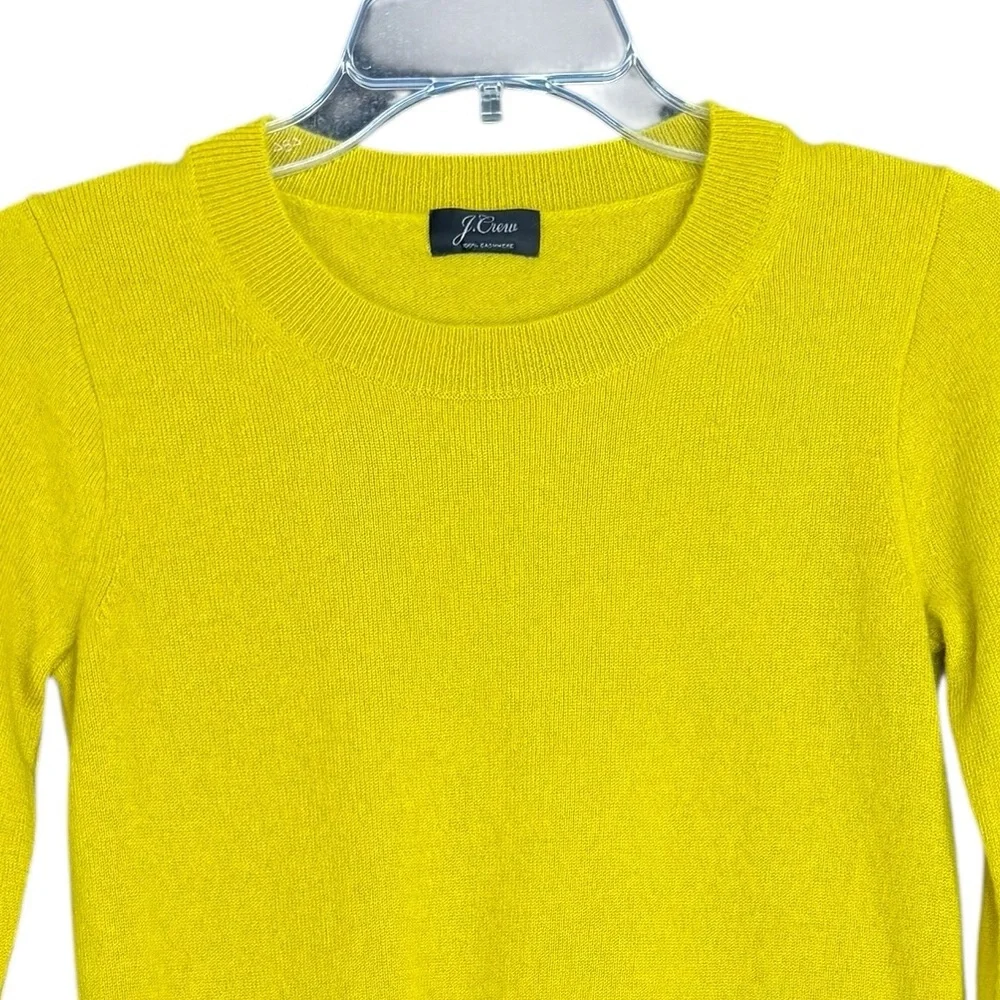 J. Crew 100% Cashmere Mustard Crew Neck Sweater Size XS - Picture 6 of 9